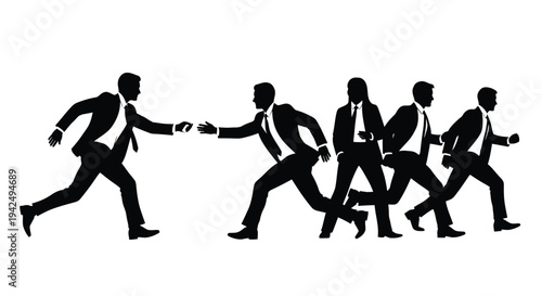 Business relay race silhouette vector