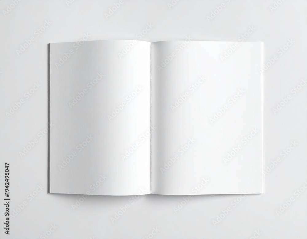 Naklejka premium Open blank book on white surface