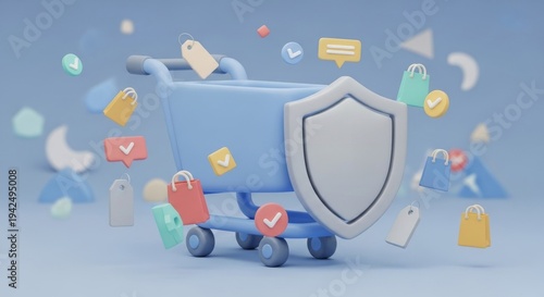 Secured shopping cart illustration for World Consumer Rights Day