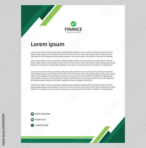 Clean professional finance corporate letterhead template