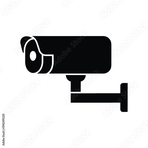 Surveillance Security Camera Icon Flat Black Silhouette Icon Vector