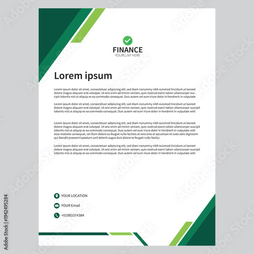 Modern finance corporate letterhead template with green design