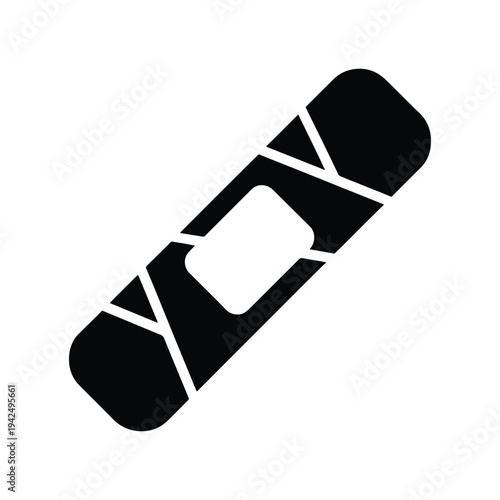 Wound Dressing Bandage Wrap Flat Black Silhouette Icon Vector