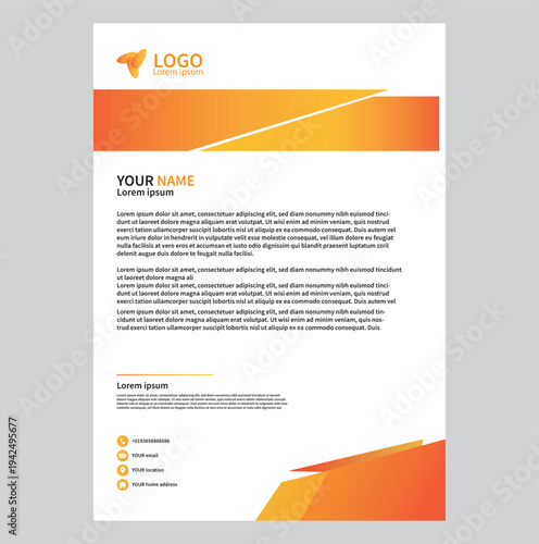 Modern orange corporate business letterhead template design