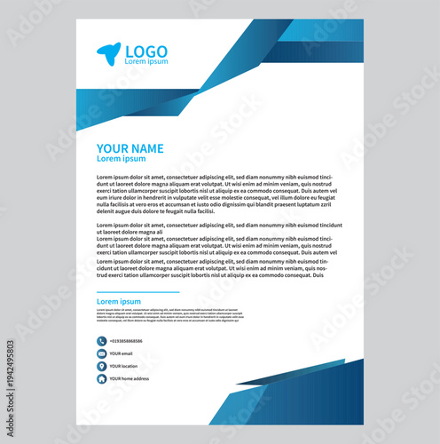 Modern light blue business letterhead template design