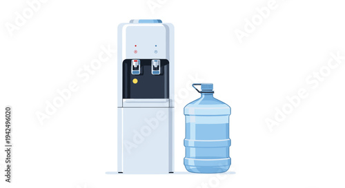 Modern office water dispenser with a large refill bottle providing clean drinking water for employees and guests.