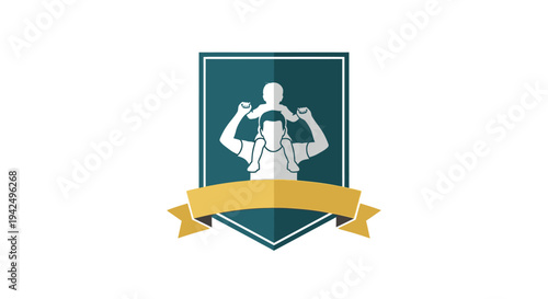 Logo with Strong Man Illustration Design.