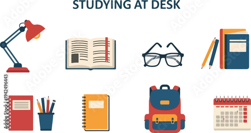 Graphic showing school supplies