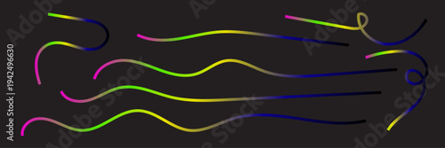 Abstract Rainbow Gradient Curved Lines Collection – Modern Wave Line Elements