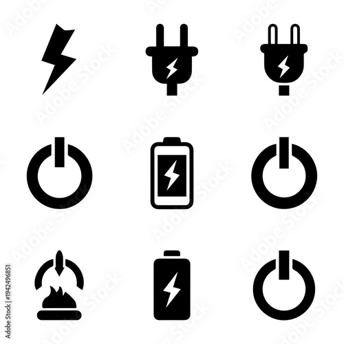 Electric symbols and icons representing power and energy concepts