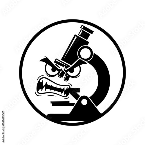 Menacing creature under microscope in laboratory setting viewed closely