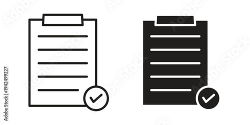Accept document icon in black and white. clipart and line style icons