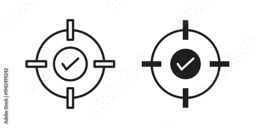 Accuracy icon in black and white. clipart and line style icons