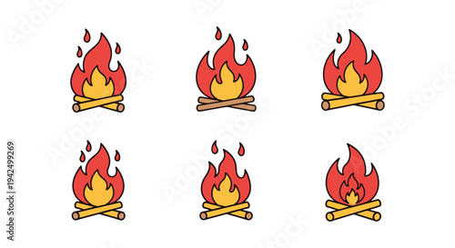 Forest Fire Line art vector colorful abstract modern illustration