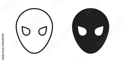 Alien icon in black and white. clipart and line style icons
