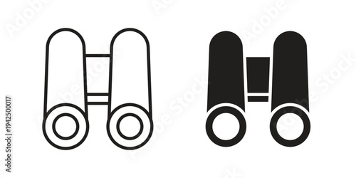 Binoculars icon in black and white. clipart and line style icons