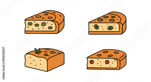 Focaccia Slice Line art vector minimal creative abstract