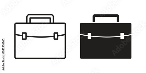 Briefcase icon in black and white. clipart and line style icons