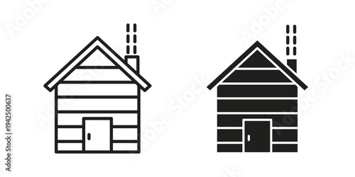 Cabin icon in black and white. clipart and line style icons