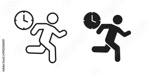 Busy icon in black and white. clipart and line style icons