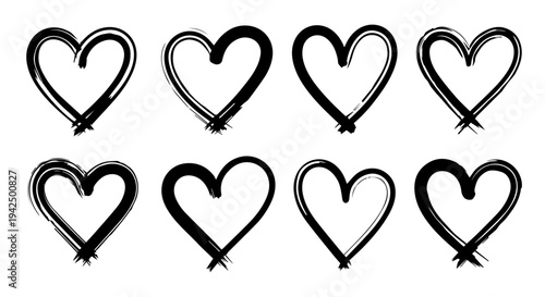 Collection of heart illustrations displayed in a grid pattern on a clean background