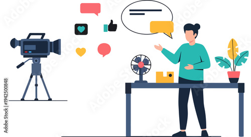 Creative professional planning a multimedia content strategy using digital tools Vector