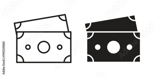 Cash icon in black and white. clipart and line style icons