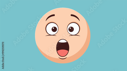 Surprised Cartoon Face with Open Mouth.