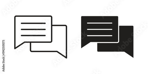 Chat icon in black and white. clipart and line style icons