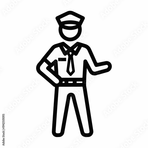 Professional Police Officer Line Icon Vector Illustration for Security, Law Enforcement, and Public Safety Concepts, Ideal for Website UI, Mobile Apps, and Presentations
