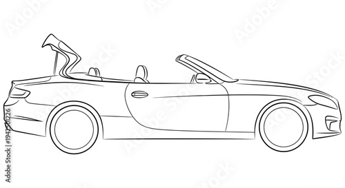 sleek convertible car illustration showcasing open top design and modern automotive style for car enthusiasts and designers