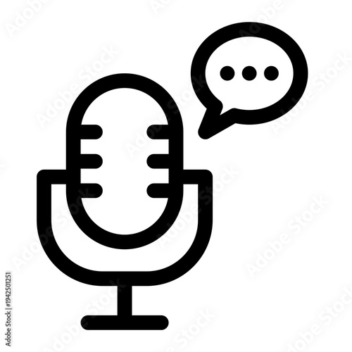 Microphone Speech Bubble Icon Audio Recording Chat Symbol