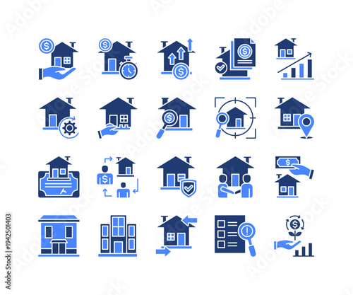 Property Investment Icon Collection,  featuring Mortgage, Loan, Capital, Collateral, Property, Appraisal, Payment.