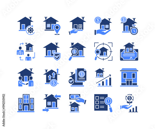 Real Estate Icon Collection,  featuring Ownership, Address, Broker, Insurance, Inspection, Certificate, Deal.