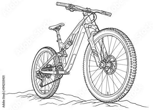 Mountain bike standing on a rocky terrain showcasing its sturdy frame and knobby tires for a thrilling off road cycling adventure and outdoor experience
