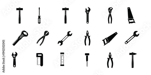 Tools and Service icons set. Wrench, screwdriver and gear icon. Screwdriver and wrench glyph icon. Settings and repair, service sign - stock vector.