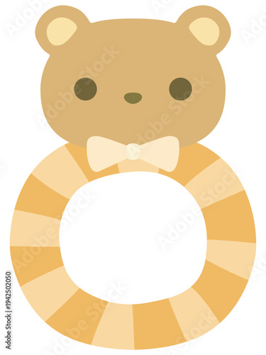 くまのガラガラのイラスト 赤ちゃん用のおもちゃ ベクター素材
