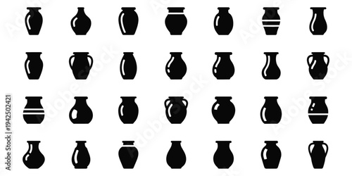 vases silhouette icon set. vase icon.