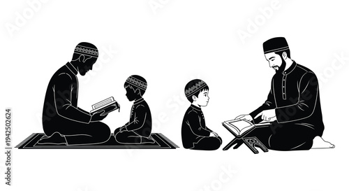 Generational learning a father teaches his sons to read the quran
