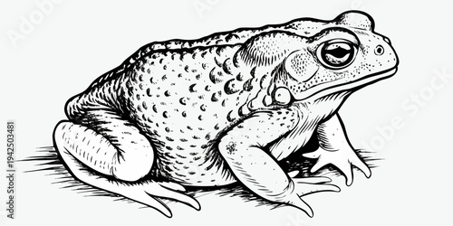 Realistic Toad Vector Illustration - Detailed Amphibian Sketch with Bumpy Skin Texture