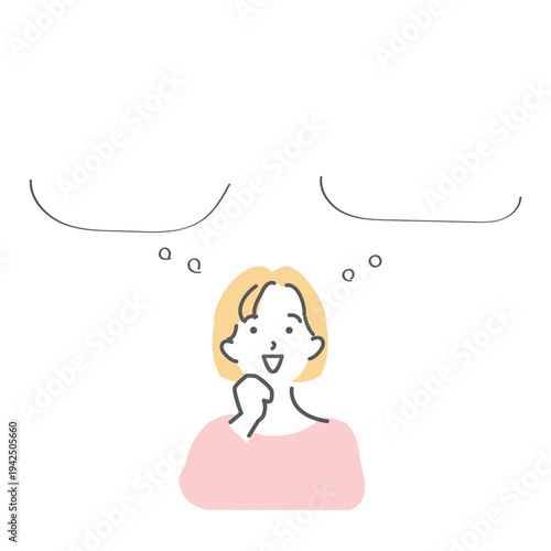 想像してイメージする女性のイラスト素材2
