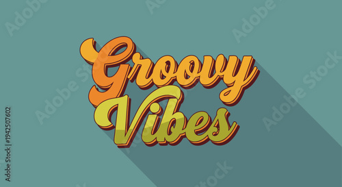 Retro Groovy Vibes text effect with 70s style font and long shadow