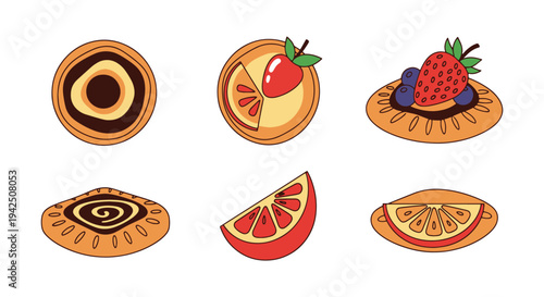 Fruit Danish Line art vector clean contemporary abstract color