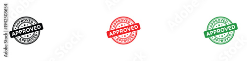 Approved stamp seal icon set. Quality assurance and certification agreement symbol. Vector Illustration.
