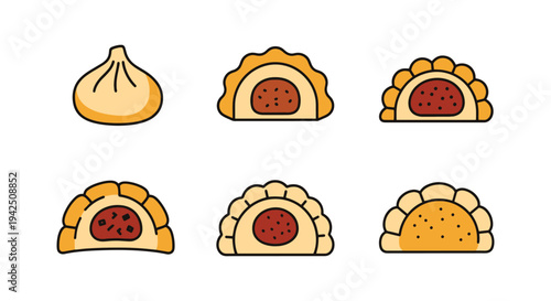 Fried Dumpling Line art vector creative color harmony abstract illustration
