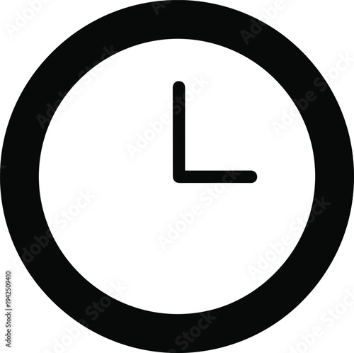 Minimalist Black Solid Clock Icon Representing Time Management Scheduling Deadlines Appointments Hours Productivity Watch Timer Measurement and Simple Interface Navigation Symbol