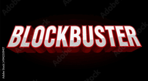 Blockbuster 3D Text Effect, Retro Movie Title, Vintage Entertainment Logo