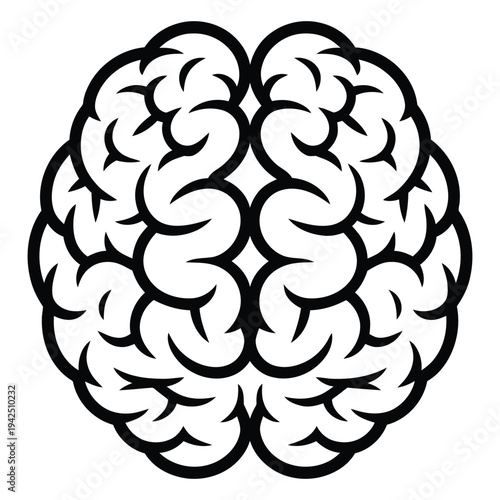 Brain, icon featuring human brain symbol, representing intelligence, thinking, creativity, and cognitive functions, modern flat vector illustration for education, healthcare