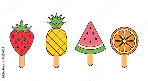 Fruit Popsicle Line art vector dynamic modern abstract color