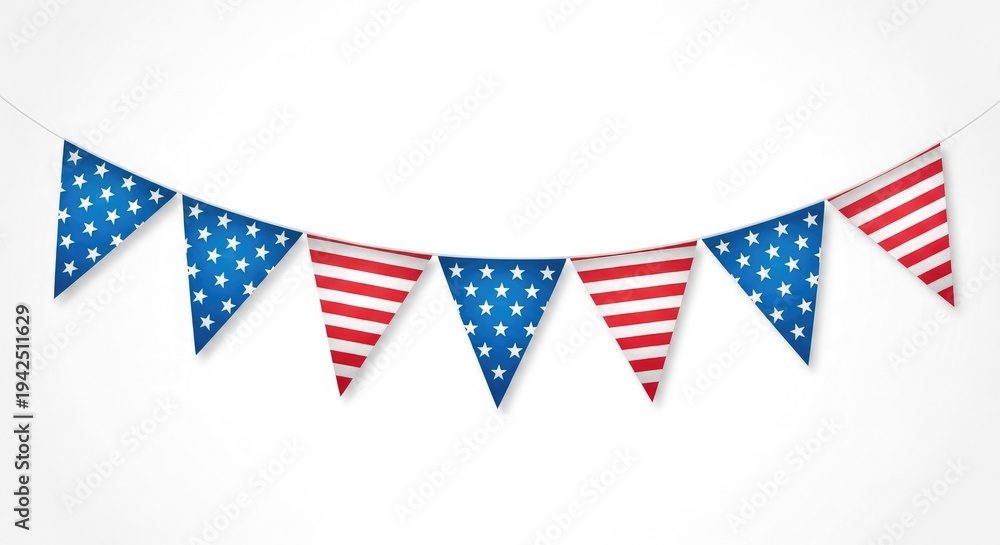 Obraz premium Flag day patriotic bunting with american flags and polka dots